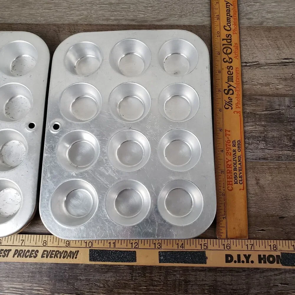 Comet 12 Cup Aluminum Mini Muffin Tin Pan Cupcake Tassies Tarts VTG Bake